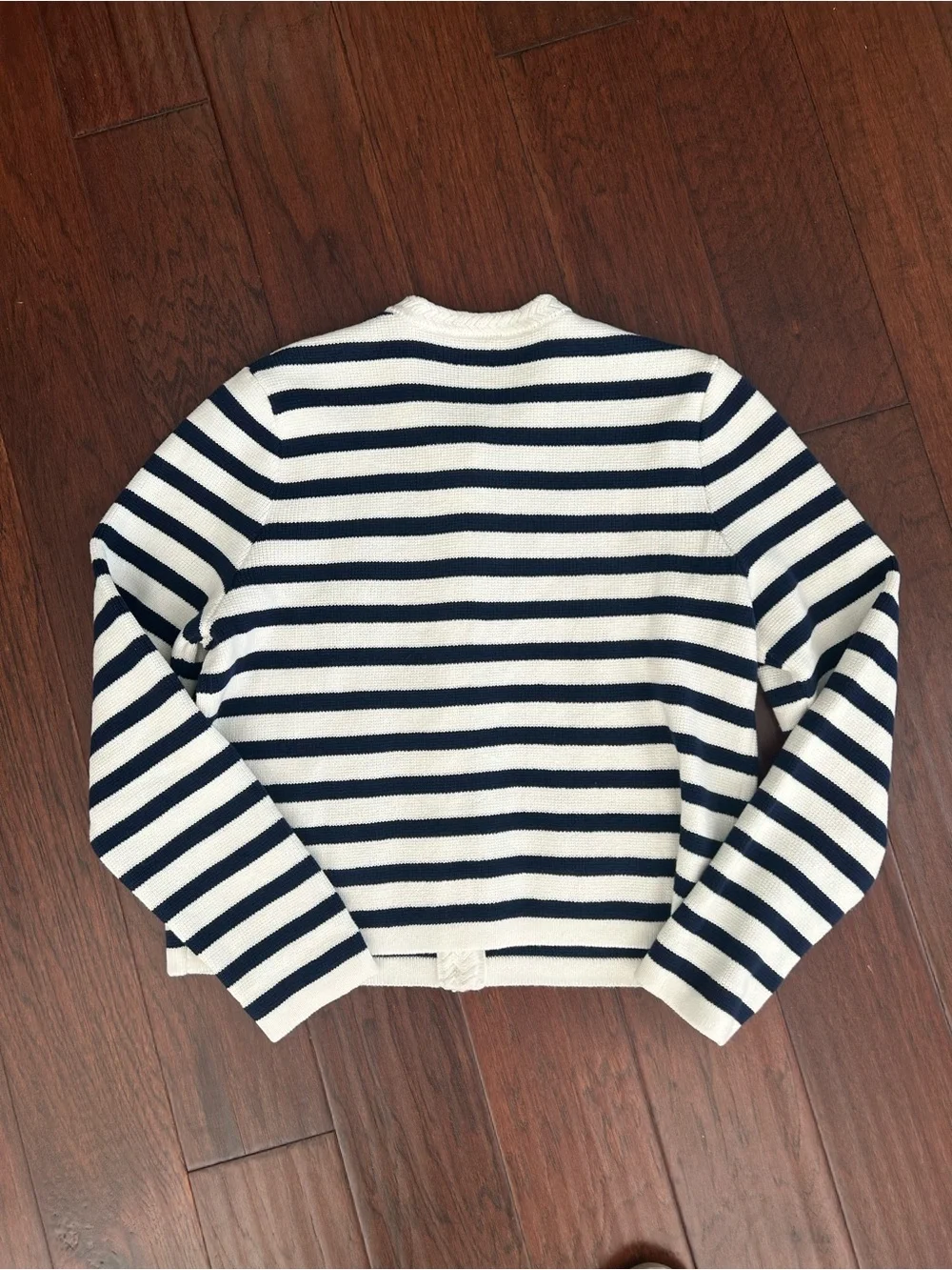 J. Crew Navy and White Striped Button-Front Cardigan